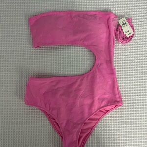 Aerie Terry Cut Out Strapless One Piece Swimsuit